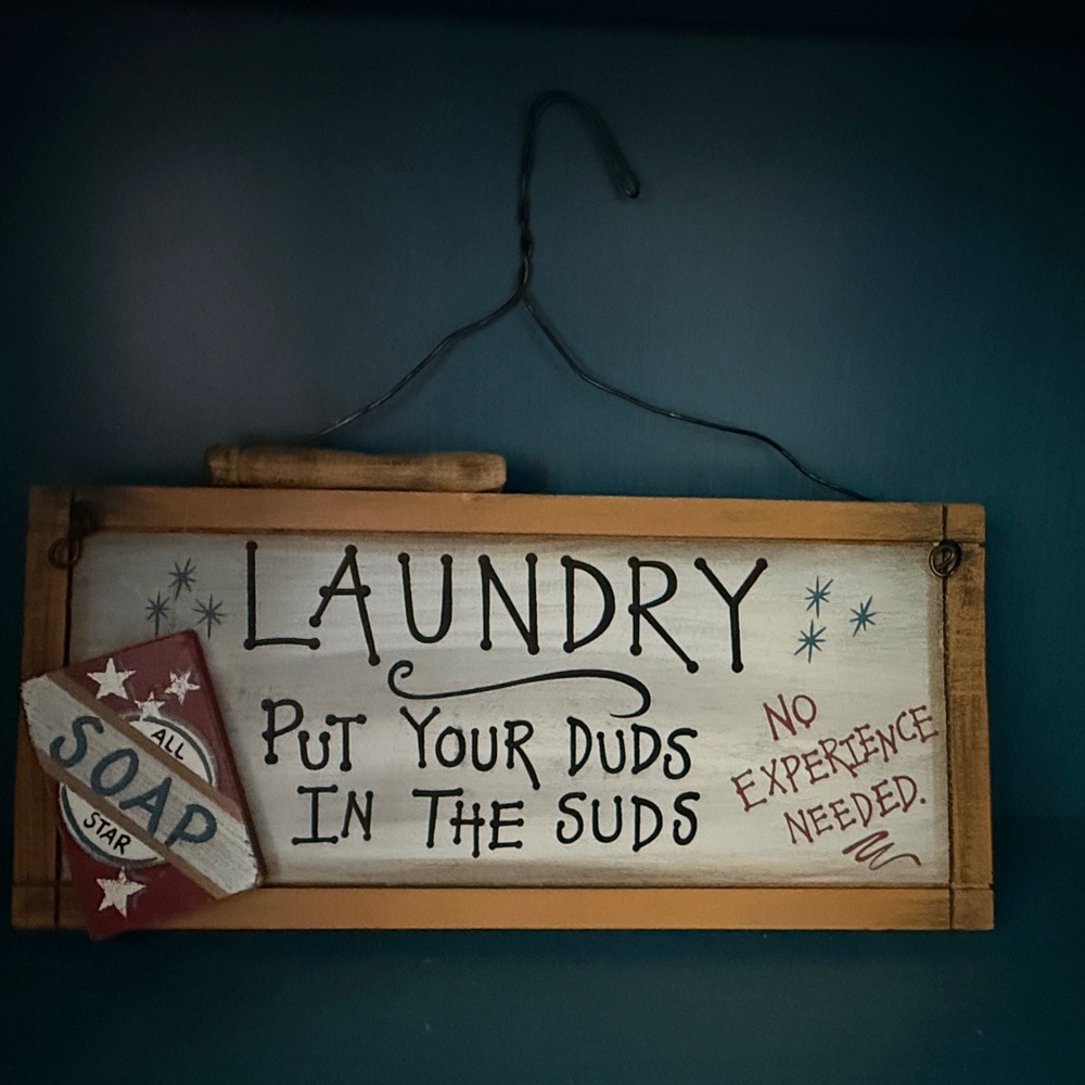 Rustic Laundry Room Sign with Wooden Frame